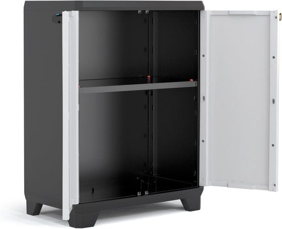 Keter Linear Opbergkast laag - 1 plank- 39x68x90cm - Zwart/Grijs
