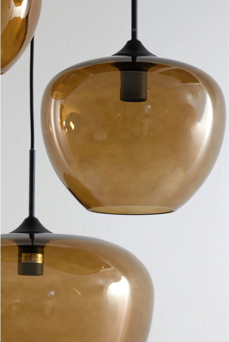 Light & Living Lampe pendante Mayson - Verre brun - Ø40cm - 3L - Moderne - Lampes pendantes Salle à manger, Chambre à coucher, Salon