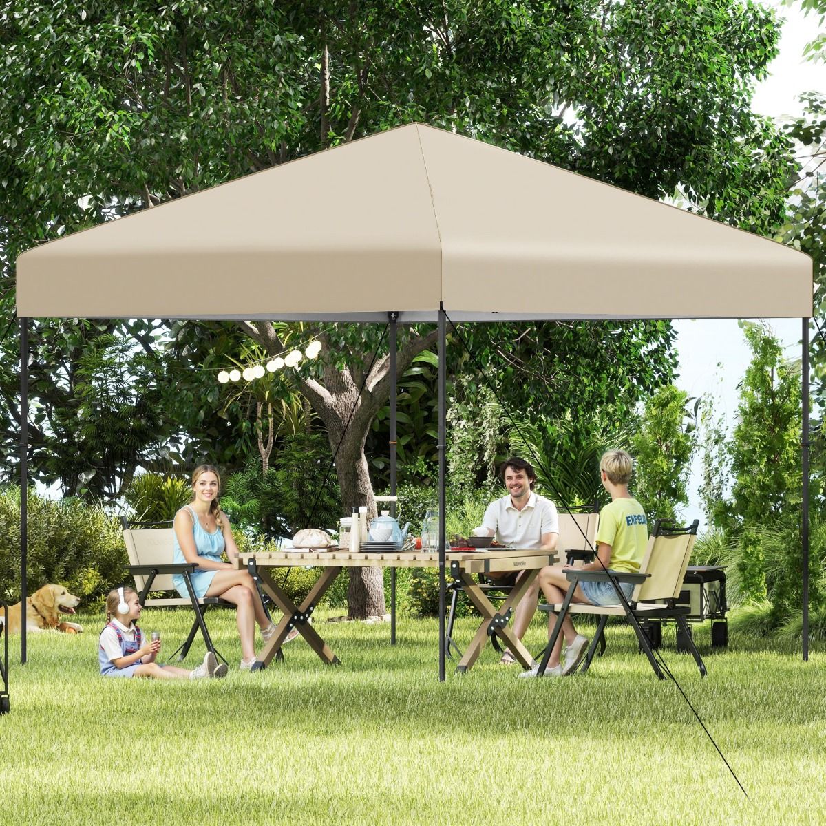 Pavillon pop-up Coast - réglable en hauteur - avec sac de transport - beige - 295 x 295 cm