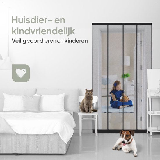 O'DADDY® Fly Curtain Slat Screen - 118x260 cm - Rideau de porte - Porte - Design ajustable - Fibre de verre - Moustiquaire de porte noire