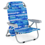 Chaise de plage pliable Coast - avec porte-gobelet et accoudoirs - 66 x 65 x 78 cm - Bleu