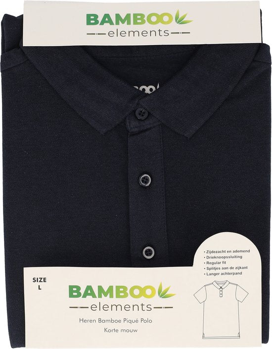 Bamboo Elements - Polo pour homme - Bleu marine - Taille XXXL - Polo pour homme - Manches courtes - Tissu piqué - T-shirt pour homme - Bambou