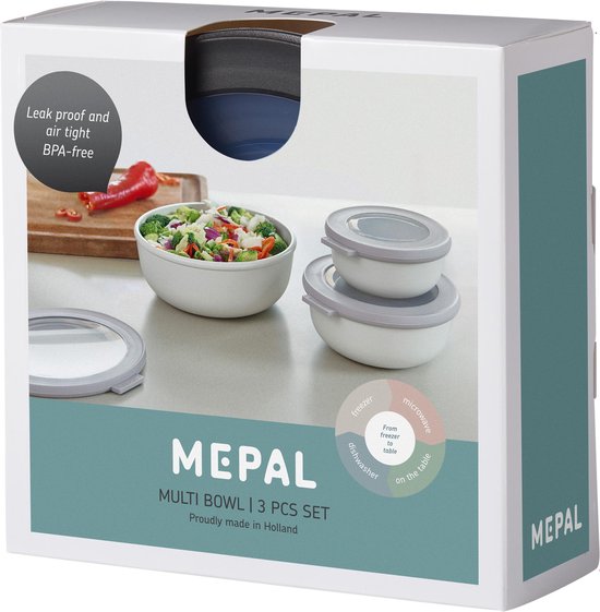 Mepal - Lot de boîtes de conservation Multikom Cirqula - 350 + 750 + 1 250 ml - Rondes - Noir nordique