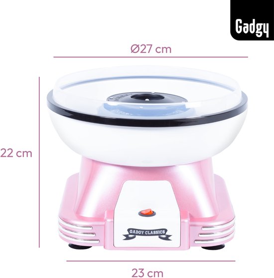 Machine à barbe à papa Gadgy Retro rose, avec 10 bâtonnets et une cuillère doseuse - Machines à barbe à papa - Bonbons - Fête d'enfants - Sucre pour barbe à papa - Cotton Candy