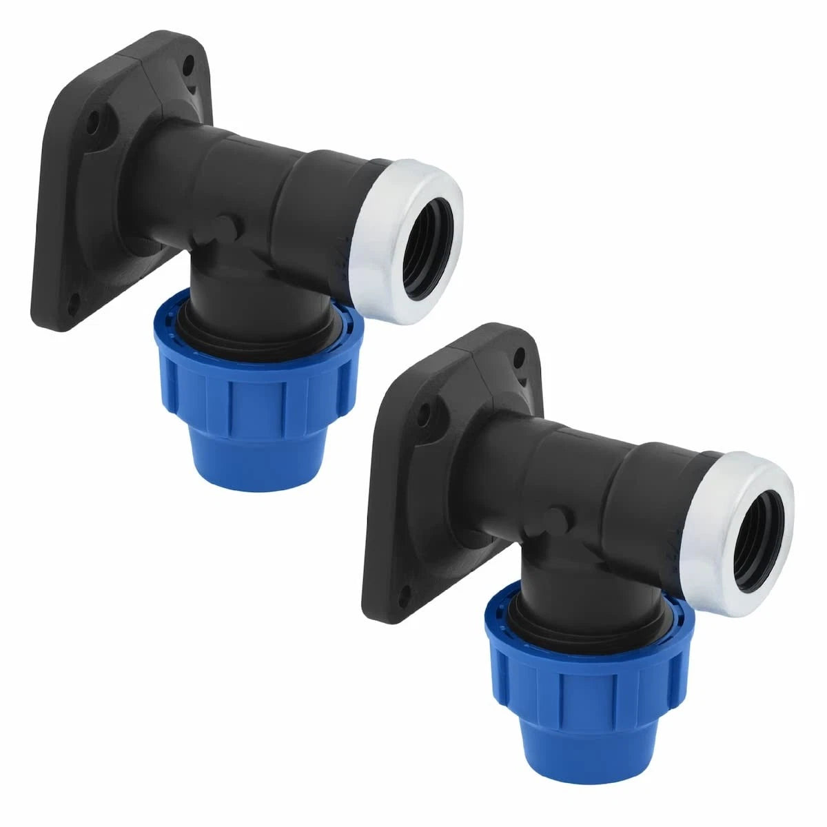 SmartProduct Raccord de compression d'angle mural 25 mm, lot de 2 – Noir et bleu – PP