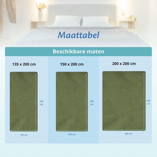 Housse pour la couverture d'aggravation d'Ella 150 x 200 CM - 7 KG & 9 KG - Housse en 100% coton biologique - Vert olive