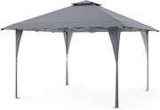 Tente de fête pliable Coast 3,95 × 3,95 m – Pavillon pop-up avec toit ventilé, 3 réglages de hauteur, protection UV et sac de transport – Gris