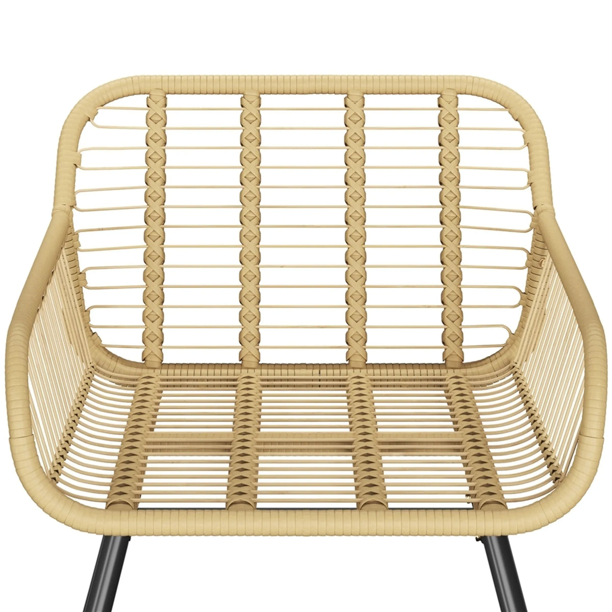 Yaheetech Bistro Garden Set 3-Piece - 61 x 65 x 76 cm - Comprend un plateau de table en verre et un siège et des coussins décoratifs - Pour balcon et terrasse - Light Brown and Metal