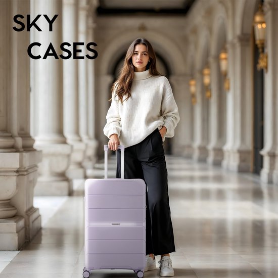 SKYCASES Urban Adventurer - Grande valise de voyage - Verrouillage par numéro - 49x30x75cm - 110L - Valise de voyage avec verrouillage de valise - Roues pivotantes - Violet