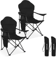 TRVLMORE Chaises de camping XXL - pliables - 2-Pack - Capacité de charge 160KG - Sac de transport inclus - Chaise pliante - Chaise de pêche - Chaise de camping - Chaise pliante - Noir