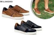 Milanoro - Baskets élégantes en cuir pour homme - Bleu marine - Taille 46