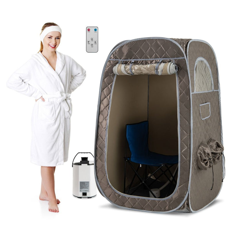 Sauna à vapeur portable Coast - Sauna d'intérieur pour 1 à 2 personnes - Générateur de vapeur de 3 litres - Gris 89 x 89 x 149 cm