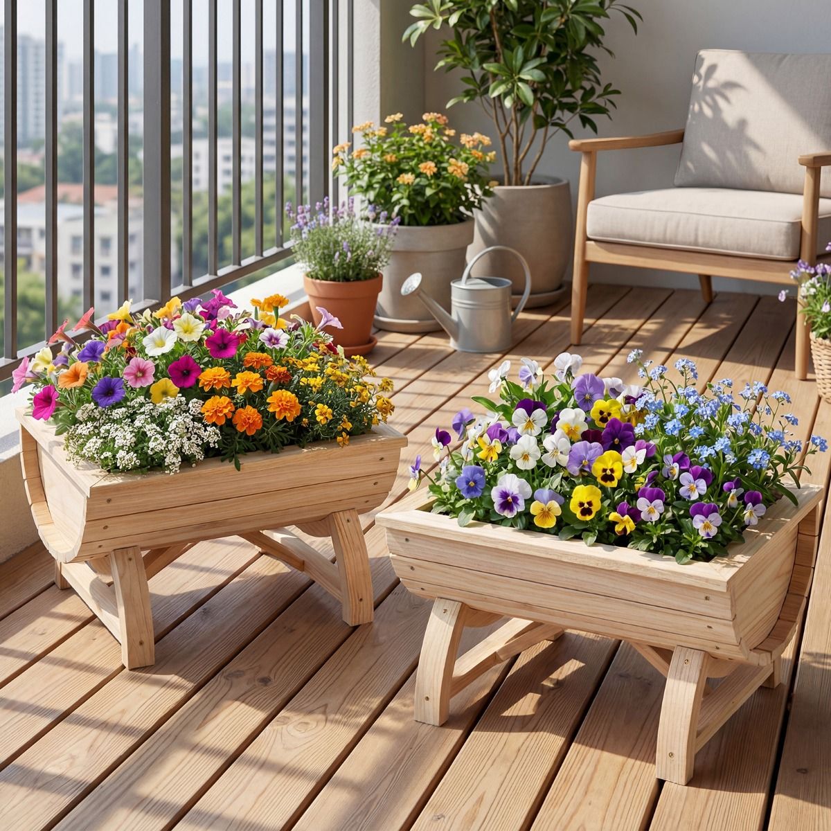 Lot de 2 jardinières surélevées Coast - Bois de pin - Avec trou de drainage - Naturel