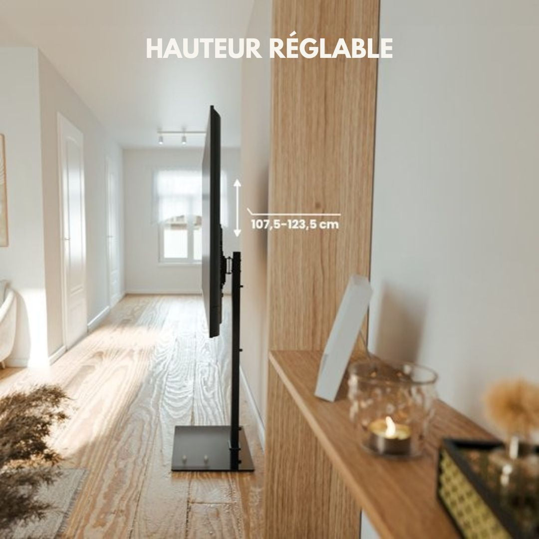 Meuble TV Auronic- hauteur réglable - Pivotant - Inclinable - 32 à 70 pouces - Noir