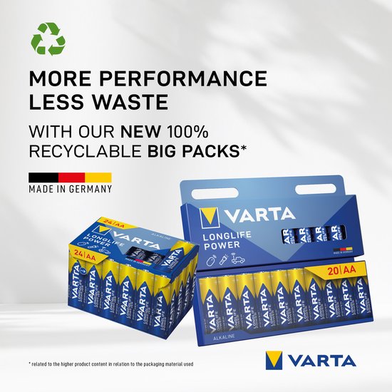 Varta Longlife Power AA, lot de 24 pièces