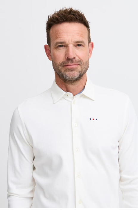 FQ1924 FGSTEFF Chemise en maille pour homme, taille L – Snow White – Coton et lyocell