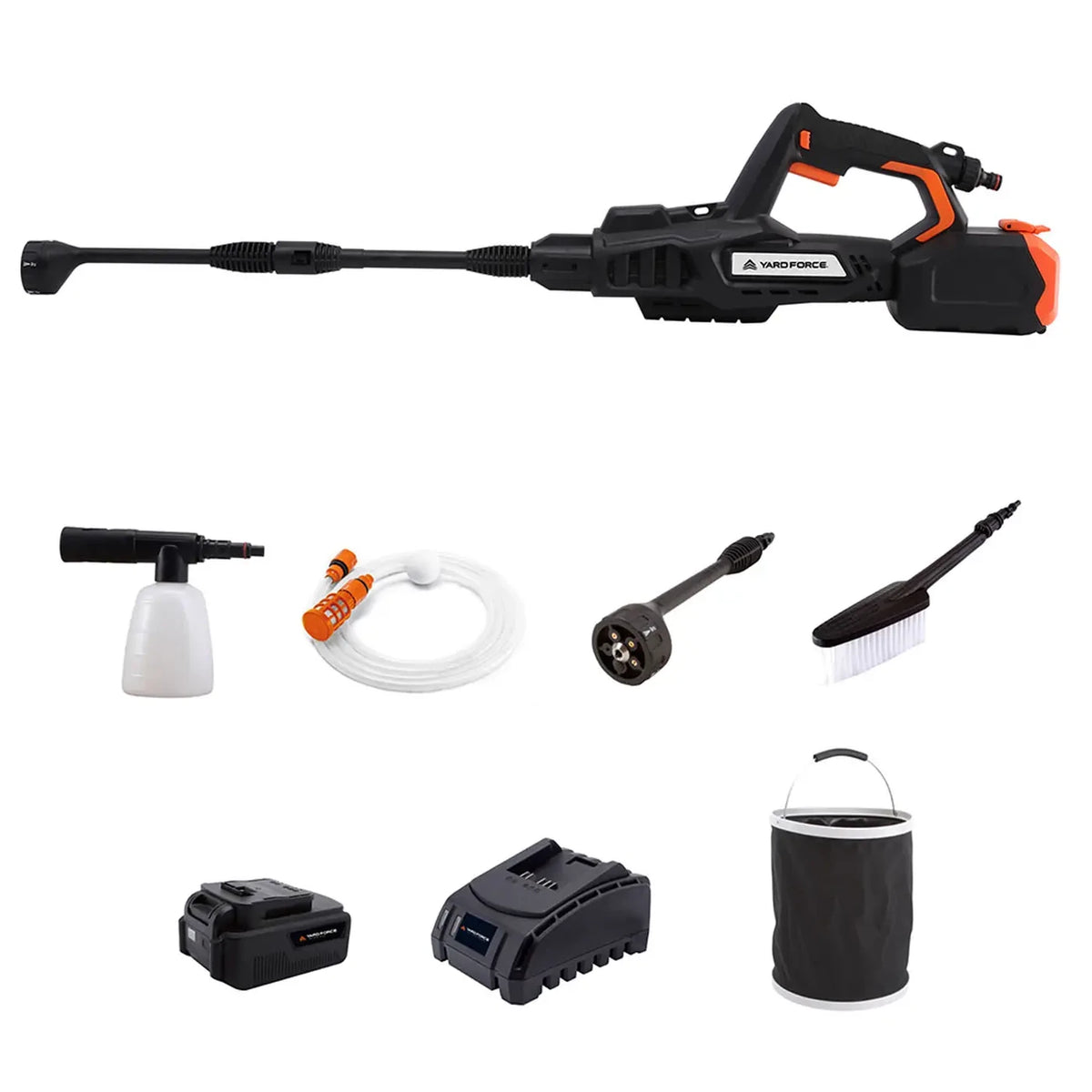 Nettoyeur haute pression à batterie Yard Force 20 V - 665 PSI - Buse 5 en 1, auto-amorçante