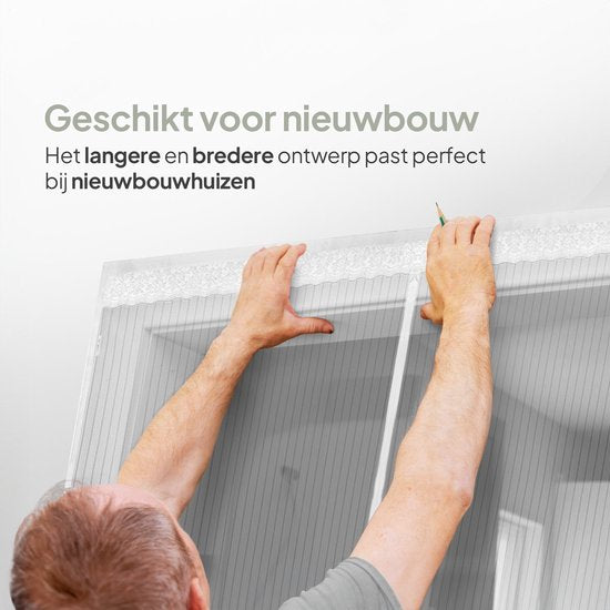 O'DADDY® Rideau de porte Deluxe FIBER - Rideau anti-moustiques magnétique - Pour les nouvelles constructions et les portes standard - Installation facile - Moustiquaire de porte blanche - 150x230 cm