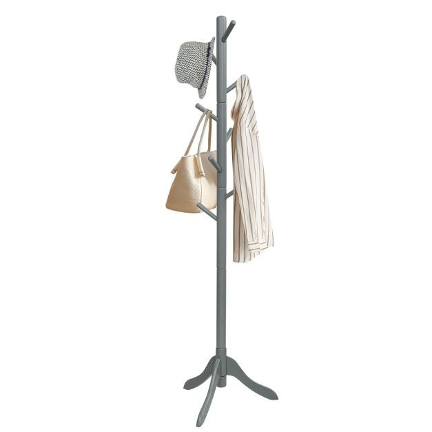 Porte-manteau avec 8 crochets 175 cm Bois Hauteur réglable Porte-manteau pour Chambre à coucher Salon Gris/Brun/Noir