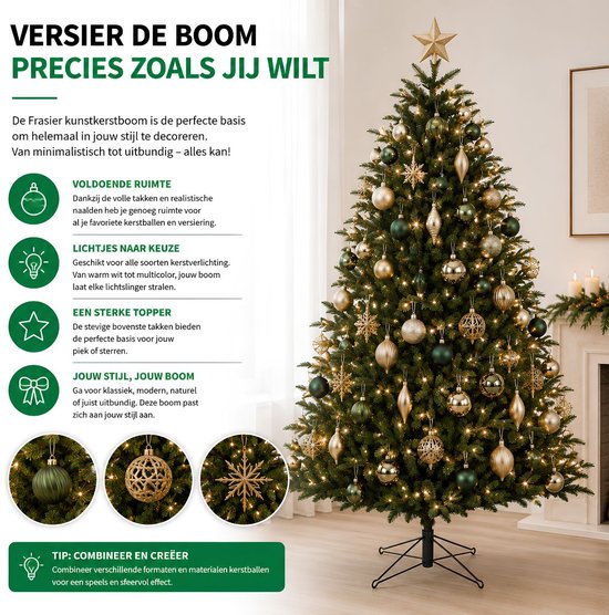 Black Box Trees Frasier - Sapin de Noël au volume généreux et 1 298 branches - Décoration de Noël d'intérieur - Sapin artificiel facile à monter - H 155 x Ø 109 cm - Vert