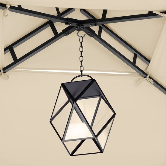 Pavillon barbecue tectake® - Abri pour barbecue - 240 x 150 x 250 cm - Pavillon de jardin - Résistant aux intempéries - Protection UV - Système à double toit - Gazebo avec crochets de suspension, grilles et décapsuleur - Pavillon de barbecue - Couleur sab