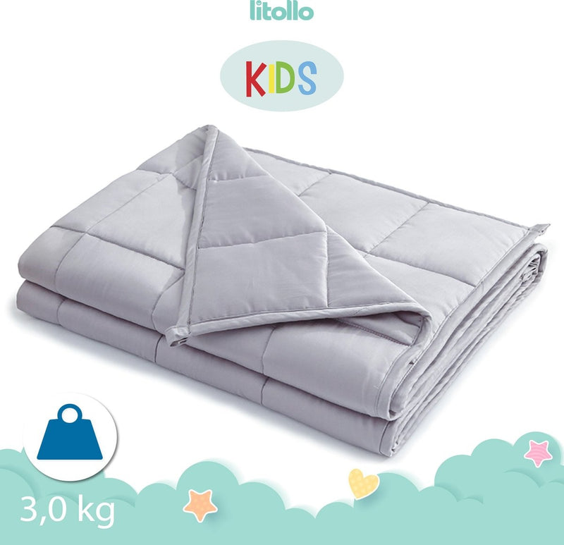 Litollo Verzwaringsdeken kind 3 kg - Weighted Blanket - Duurzaam Bamboe Materiaal - Antraciet - 100x150cm