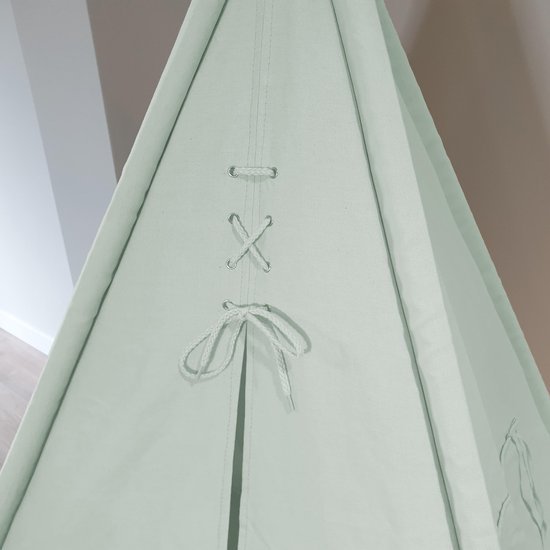 Tente tipi Sunny Alba vert pastel - Tente de jeu wigwam avec fenêtres - 120 x 120 x 160 cm - avec coussin et tapis