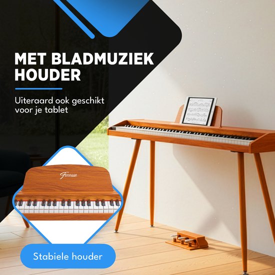 Finesse Digital Piano - 88 touches lestées - avec pédales et tabouret - Piano à clavier - Piano électrique - adulte et enfant