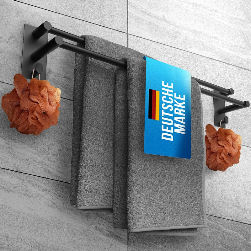 LOBUX Porte-serviettes double - Sans perçage - 60 cm - Noir
