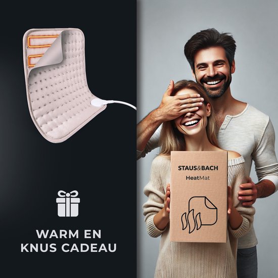 STAUS&BACH HeatMat - Coussin chauffant électrique (100W) avec 6 niveaux de chaleur et minuterie (30, 60 et 90 minutes) - Lavable - Coussin chauffant en polaire de 30 x 40 cm - Coussin chauffant pour la nuque, les épaules, le dos, l'abdomen (périodes) et l