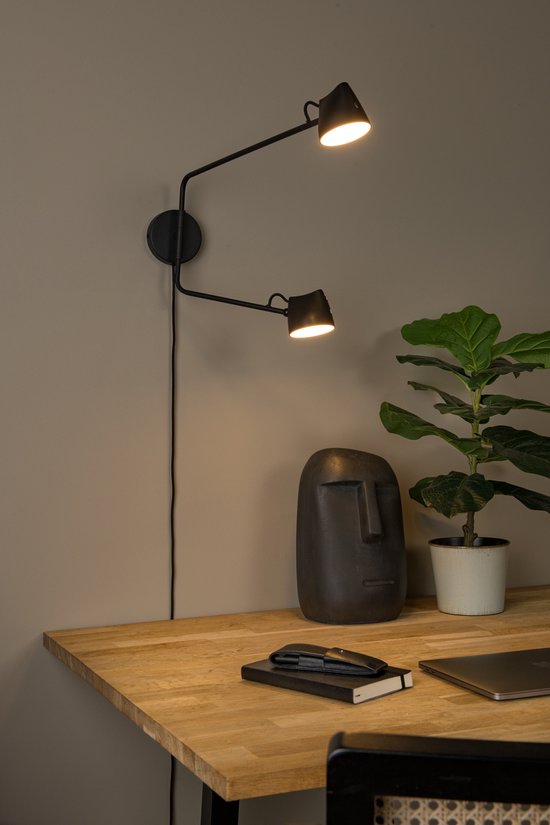 Lucide MILNE - Applique murale - LED à intensité variable - 2x8 W 2700 K - Noir