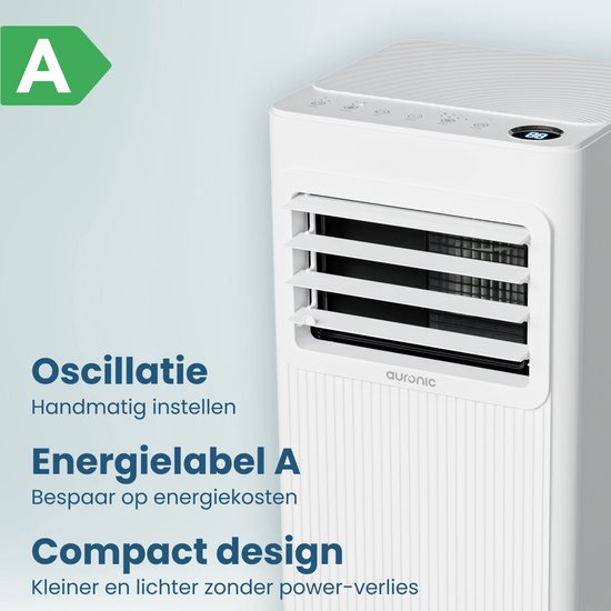 Auronic Mobile Air Conditioner - 7,000 BTU - 3-en-1 - Climatisation avec 2 kits d'étanchéité de fenêtre - Ventilateur - Déshumidificateur - refroidit jusqu'à 20m² - Blanc