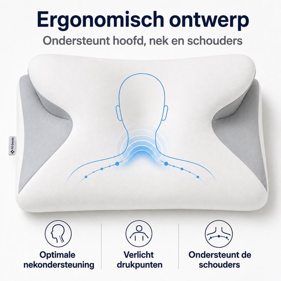 Oreiller ergonomique - 95 % coton - Oreiller pour douleurs cervicales - Oreiller papillon - Pour les personnes dormant sur le dos, sur le ventre ou sur le côté - Mousse à mémoire de forme - Oreiller en mousse à mémoire de forme - Oreiller de sommeil - Ore