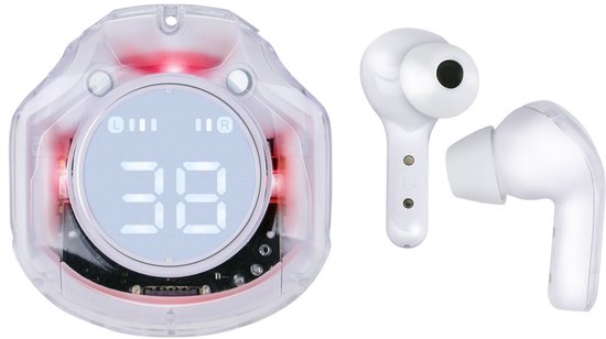 Grundig Earbuds TWS Transp. White - Écouteurs intra-auriculaires sans fil avec Bluetooth 5.4 - Audio haute résolution - Boîtier intelligent avec indicateur numérique de niveau de batterie - Plusieurs embouts - Transparent/Blanc