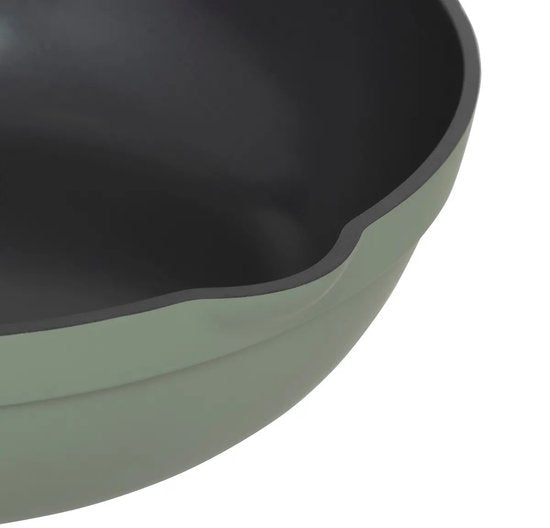Casserole 5Five avec couvercle en verre - Compatible avec tous les types de plaques de cuisson - vert/beige - D28 x H13 cm - Sauteuse