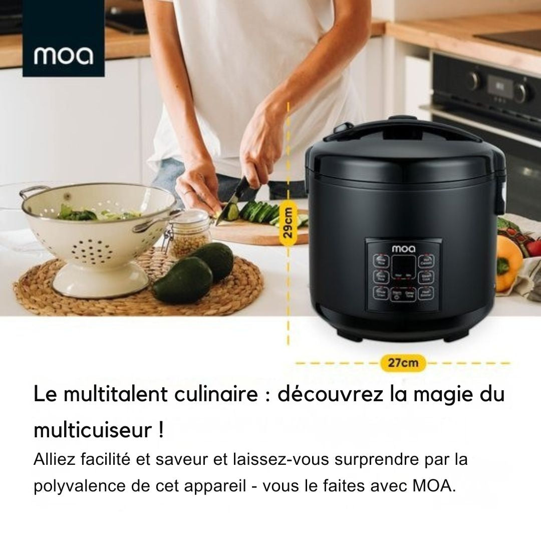 Multicuiseur 5L MOA Cuiseur de riz - vapeur Mijoteuse 700W - Noir