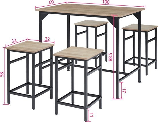 tectake - set de table bistro / set de table de bar Edinburgh industrial light - 404307