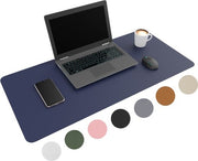 WURK Tapis de bureau professionnel en cuir synthétique - Organisateur de bureau - Accessoires de bureau - Tapis de souris XXL- Inclut un clip de câble - 80x40 - Bleu