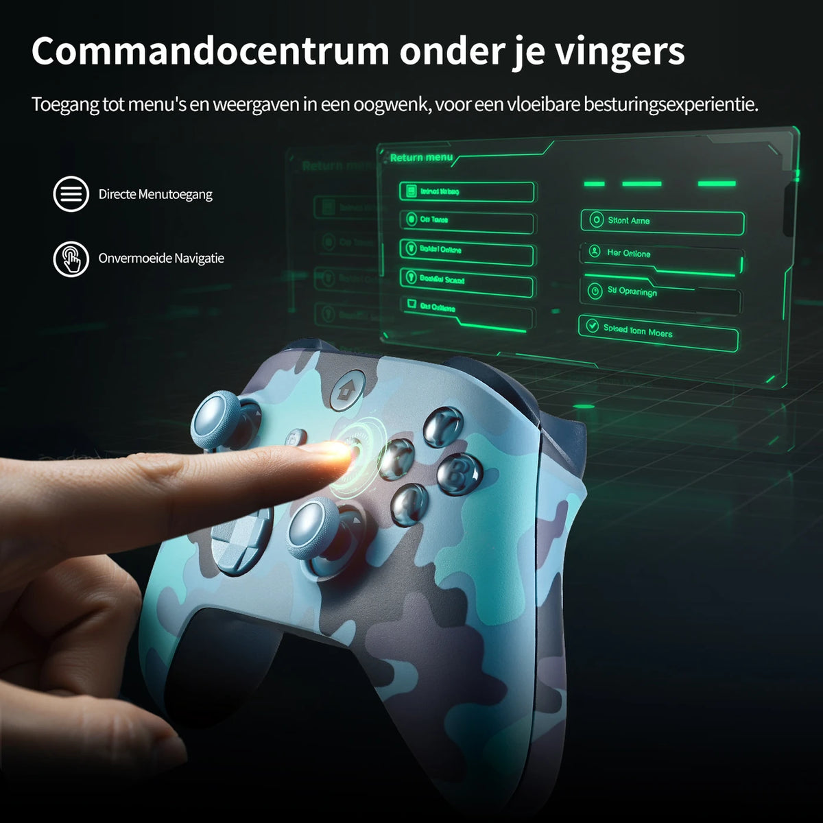 Manette de jeu sans fil Rexsun WR007 - Bleu camouflage - 2,4 GHz, Xbox One/PC, fonction de vibration