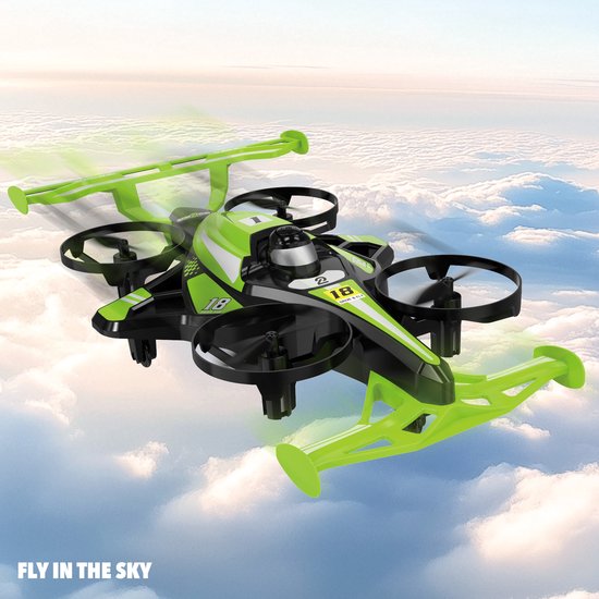 Gear2Play Drive & Fly Drone Racer vert - Drone 2-en-1 qui roule et vole - Accessoires de figures et batterie rechargeable inclus