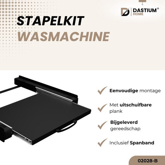 Dastium Home - Kit d'empilage noir pour lave-linge et sèche-linge - Kit d'empilage pour lave-linge et sèche-linge - Pièce intermédiaire pour lave-linge et sèche-linge - Universel - Noir