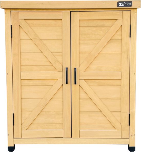 Armoire de rangement en bois AXI Felix – Armoire de jardin en bois FSC – Système de fermeture magnétique – Pieds réglables – 80 x 45 x 93 cm – Marron