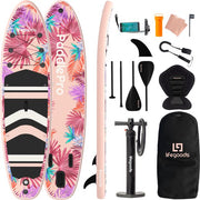 LifeGoods PaddlePro SUP Board - avec siège - Planche à pagaie gonflable - Ensemble complet - Max. 150KG - 320x81cm - Tropical Pink