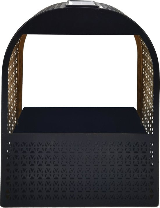 Lampe murale solaire Gadgy avec jardinière amovible – Éclairage de jardin à énergie solaire – LED blanc chaud – 30 x 25 cm – Métal noir