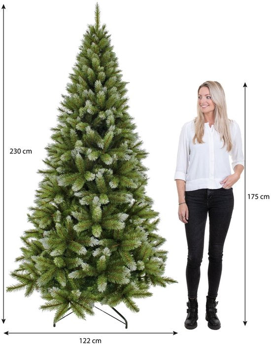 Sapin de Noël Triumph Tree Pittsburgh - Branches recouvertes de givre blanc et au volume généreux - Décoration de Noël d'intérieur - Sapin artificiel avec 940 branches et une structure robuste - 230 x 122 cm - Vert
