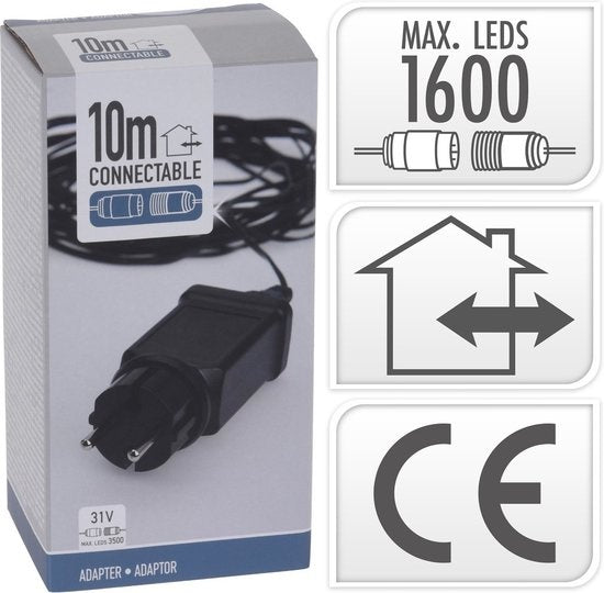 Adaptateur de démarrage Nampook pour guirlandes lumineuses de Noël raccordables - 10 mètres - 3 pièces - noir