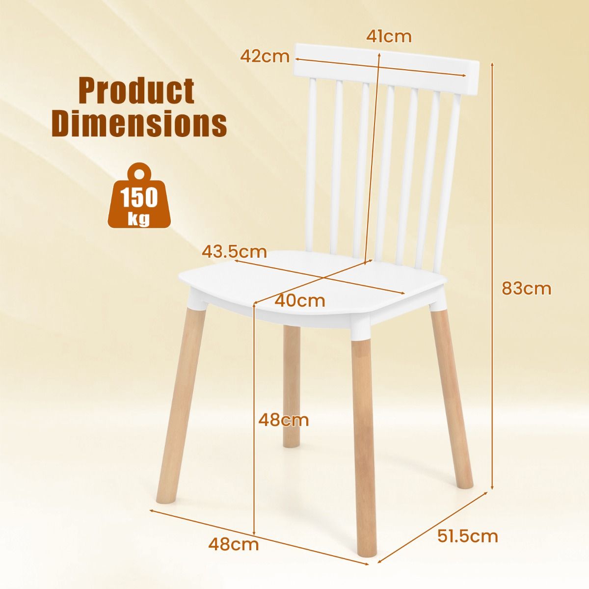 Lot de 4 chaises de salle à manger Coast - pieds en bois massif - patins antidérapants - noir/blanc
