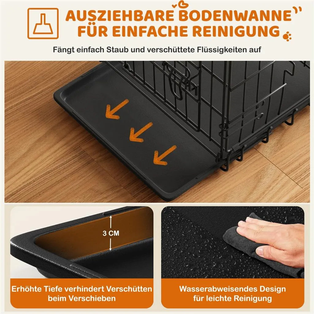Yaheetech Banc pour chien - pliable - 61.5x41.5x47 cm - banc de transport - tiroir inférieur - panneau de séparation - noir