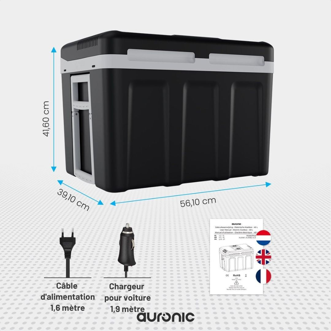 Glacière éléctronique - Auronic - 40L - 12V et 240V - Noir