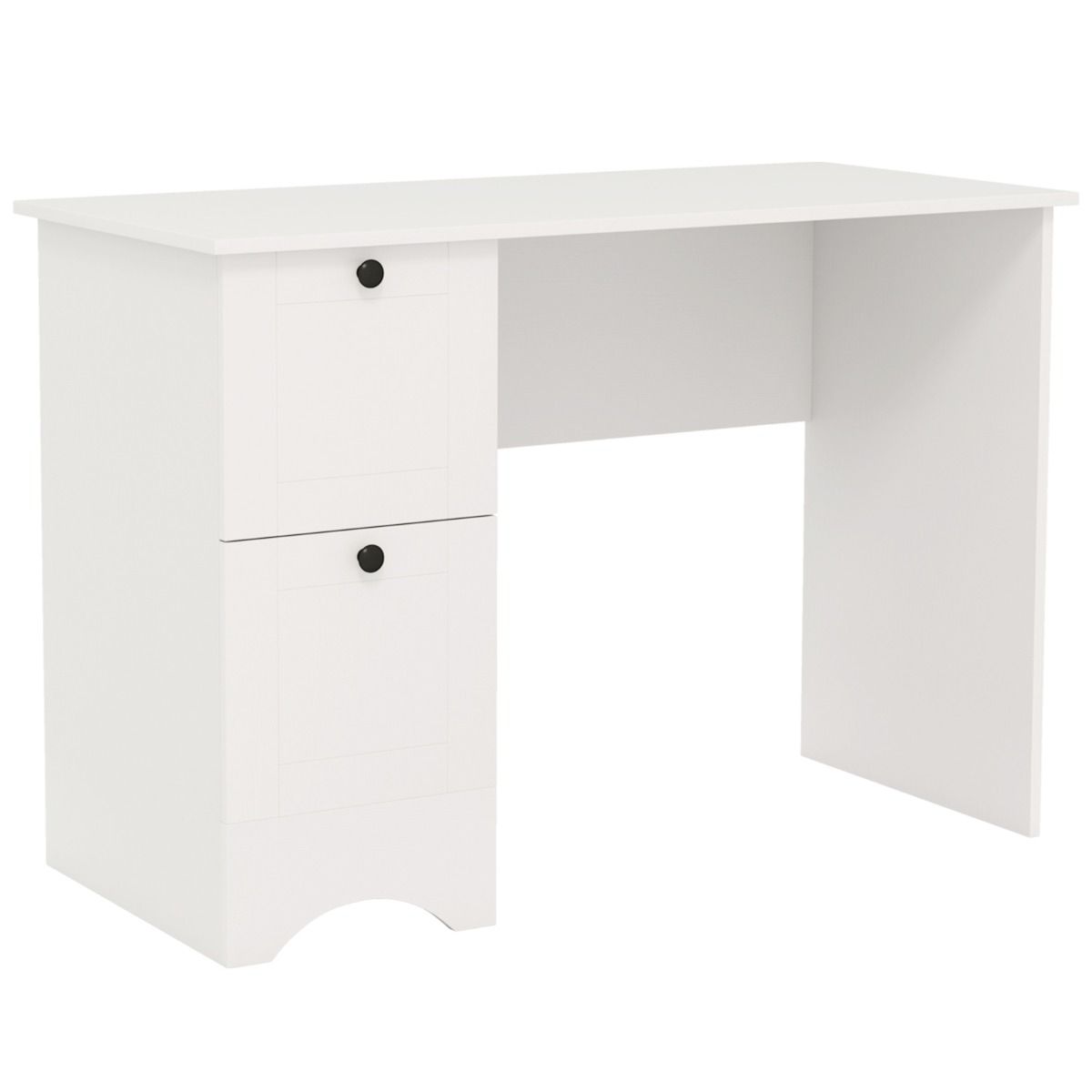 Coast Desk avec 2 tiroirs - Blanc - 109 x 50 x 75 cm - Bureau moderne pour enfants et table d'ordinateur pour la maison et le bureau